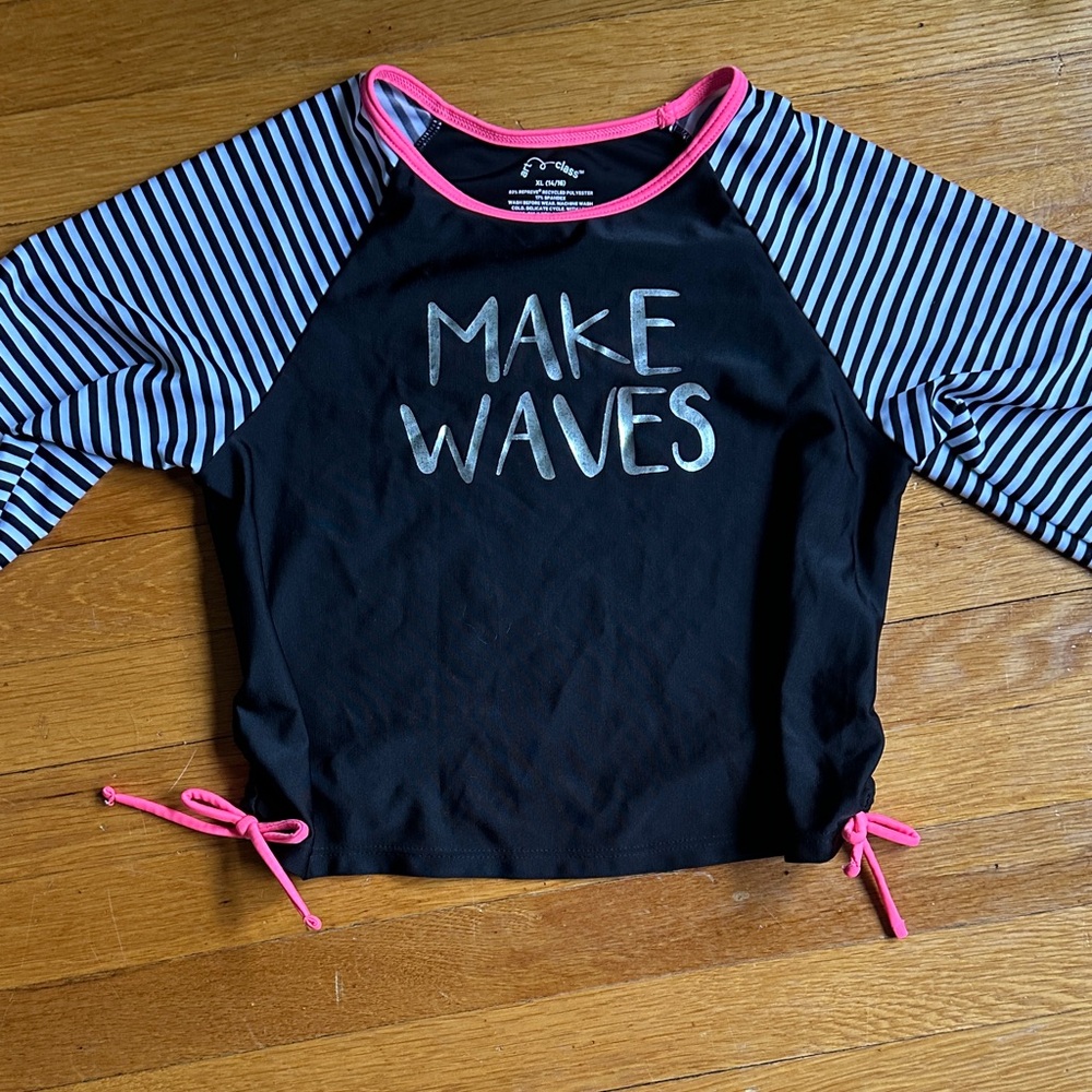 art class Black and Pink Kids Swim Rashguard